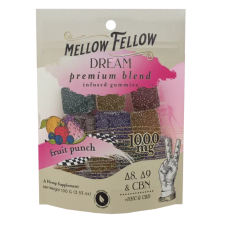 Mellow Fellow Dream Premium Blend Infused Gummies - Fruit Punch 1000mg